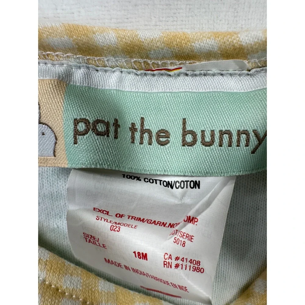 NWT‎ Vintage Y2K Pat the Bunny Romper 18M Green Gingham Bunny Carrot One Piece